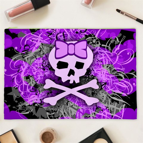 Purple Girly Skull Cosmetic Bag (XXL) from ArtsNow.com Front