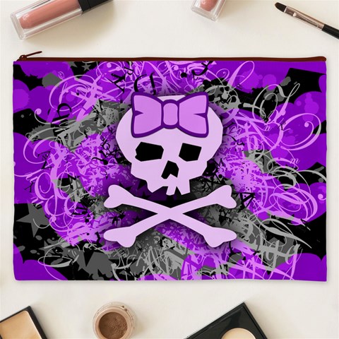 Purple Girly Skull Cosmetic Bag (XXXL) from ArtsNow.com Front