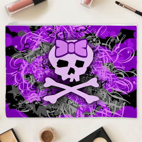 Purple Girly Skull Cosmetic Bag (XXXL) from ArtsNow.com Front