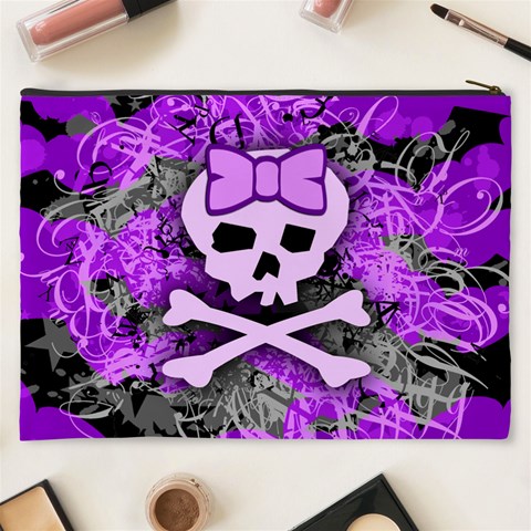 Purple Girly Skull Cosmetic Bag (XXXL) from ArtsNow.com Back