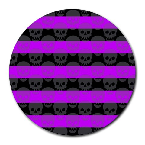 Purple Goth Skulls  Round Mousepad from ArtsNow.com Front