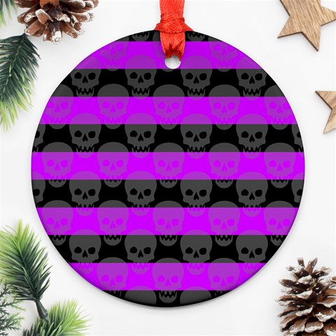 Purple Goth Skulls  Ornament (Round) from ArtsNow.com Front