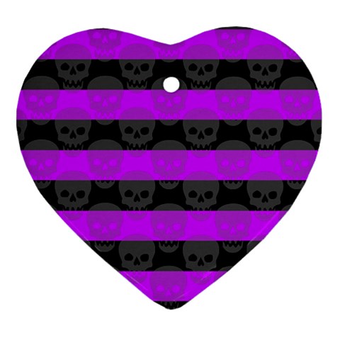 Purple Goth Skulls  Ornament (Heart) from ArtsNow.com Front