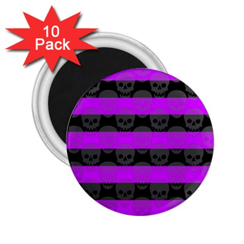 Purple Goth Skulls  2.25  Magnet (10 pack) from ArtsNow.com Front