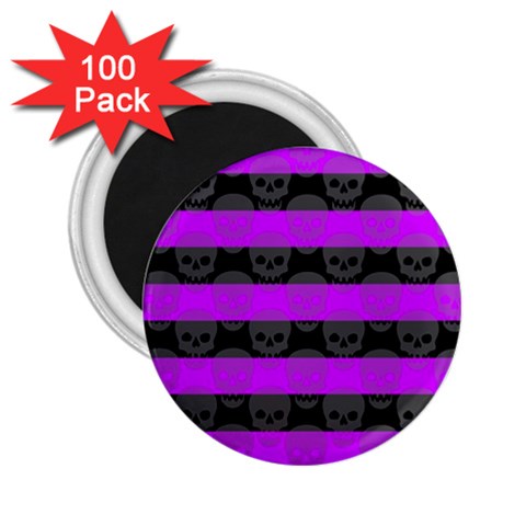 Purple Goth Skulls  2.25  Magnet (100 pack)  from ArtsNow.com Front