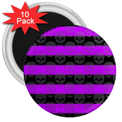 Purple Goth Skulls  3  Magnet (10 pack) from ArtsNow.com Front