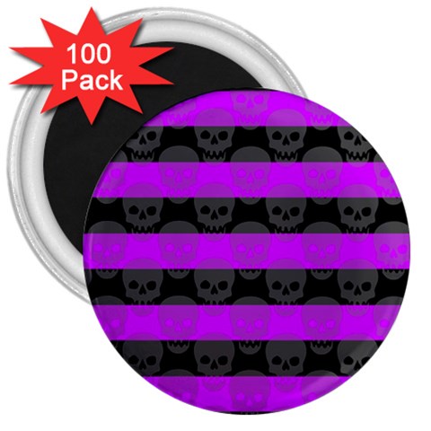 Purple Goth Skulls  3  Magnet (100 pack) from ArtsNow.com Front