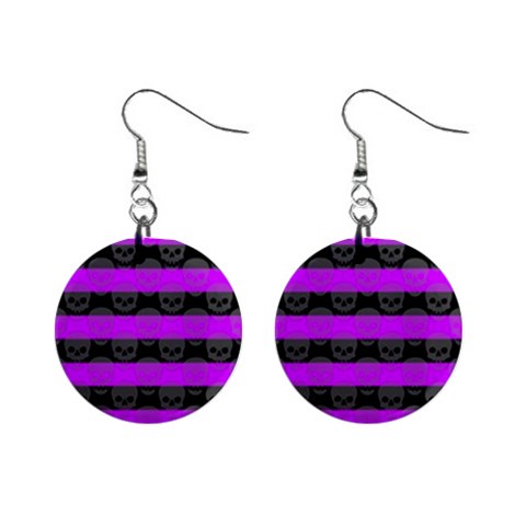 Purple Goth Skulls  1  Button Earrings from ArtsNow.com Front