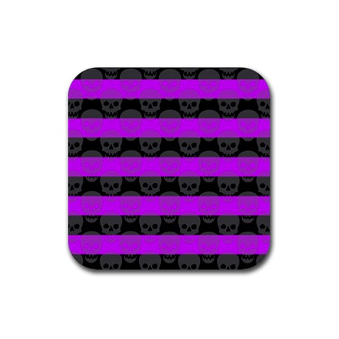 Purple Goth Skulls  Rubber Coaster (Square) from ArtsNow.com Front