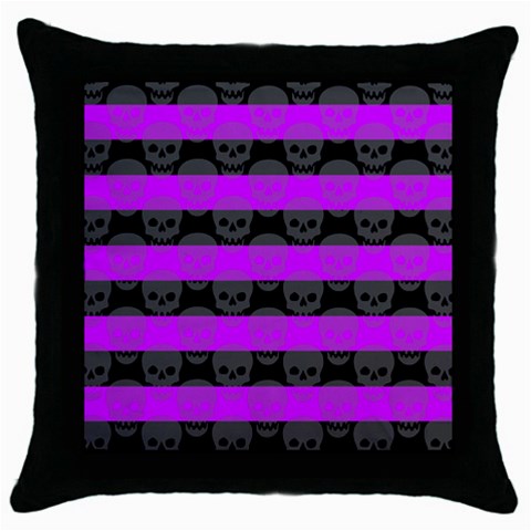 Purple Goth Skulls  Throw Pillow Case (Black) from ArtsNow.com Front