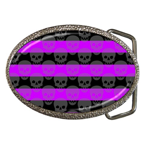 Purple Goth Skulls  Belt Buckle from ArtsNow.com Front