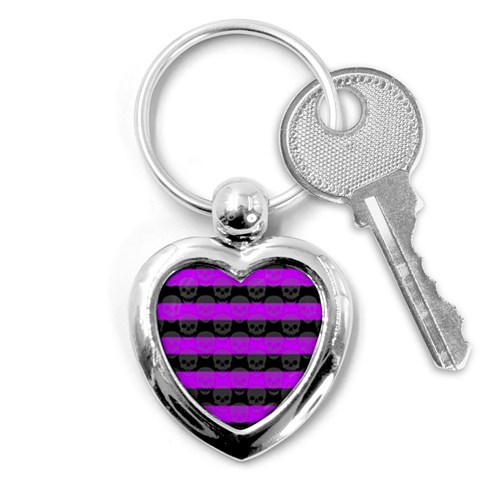 Purple Goth Skulls  Key Chain (Heart) from ArtsNow.com Front