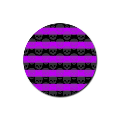 Purple Goth Skulls  Rubber Round Coaster (4 pack) from ArtsNow.com Front