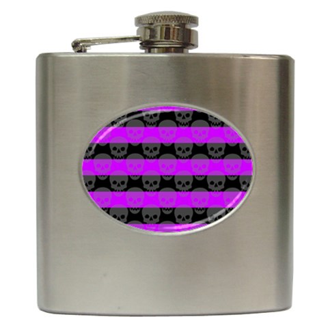 Purple Goth Skulls  Hip Flask (6 oz) from ArtsNow.com Front