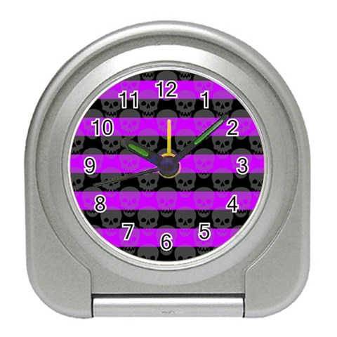 Purple Goth Skulls  Travel Alarm Clock from ArtsNow.com Front