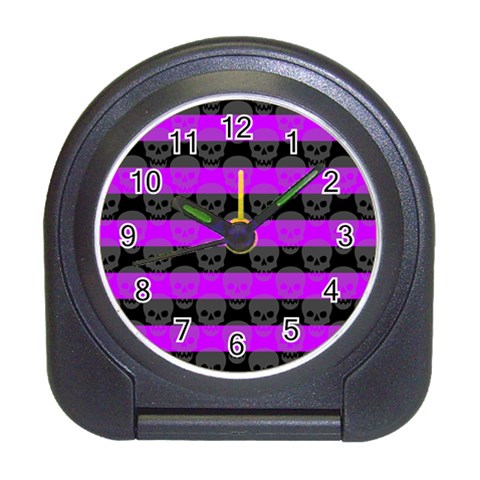 Purple Goth Skulls  Travel Alarm Clock from ArtsNow.com Front