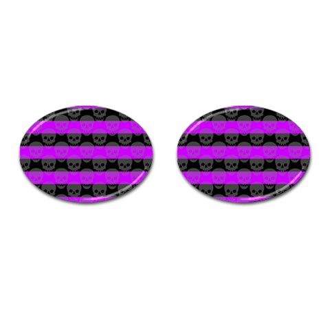 Purple Goth Skulls  Cufflinks (Oval) from ArtsNow.com Front(Pair)