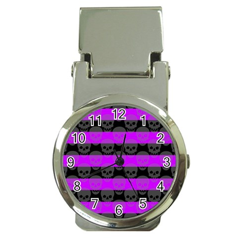 Purple Goth Skulls  Money Clip Watch from ArtsNow.com Front