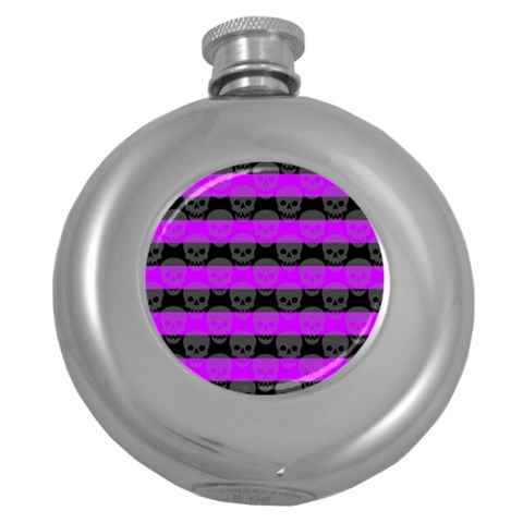 Purple Goth Skulls  Hip Flask (5 oz) from ArtsNow.com Front