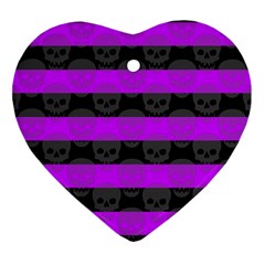 Purple Goth Skulls  Heart Ornament (Two Sides) from ArtsNow.com Front