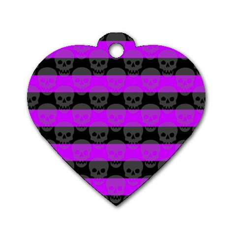 Purple Goth Skulls  Dog Tag Heart (One Side) from ArtsNow.com Front