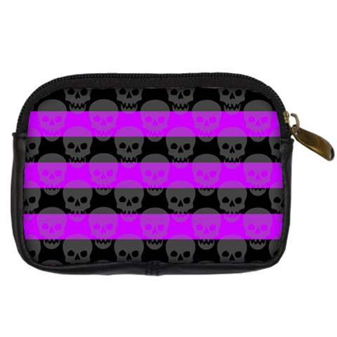 Purple Goth Skulls  Digital Camera Leather Case from ArtsNow.com Back