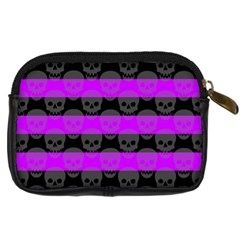 Purple Goth Skulls  Digital Camera Leather Case from ArtsNow.com Back