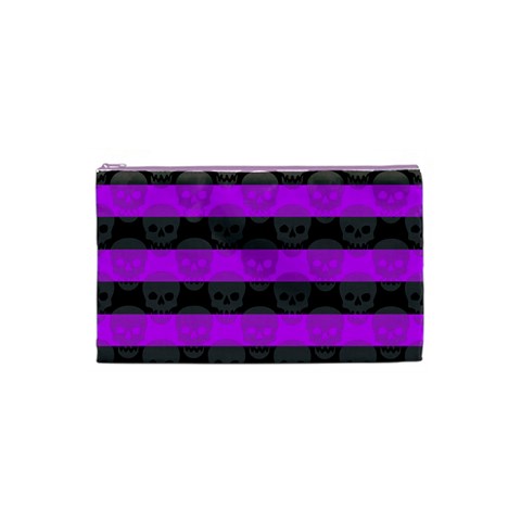 Purple Goth Skulls  Cosmetic Bag (Small) from ArtsNow.com Front