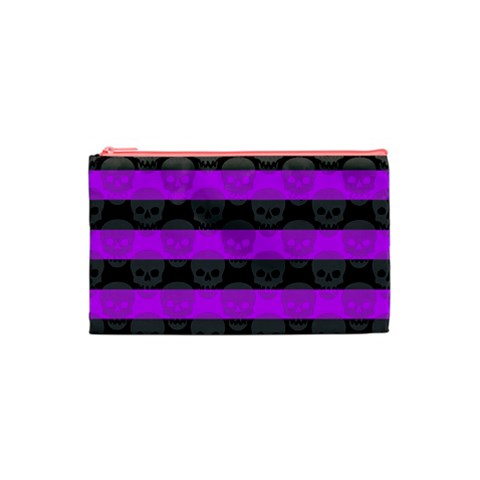 Purple Goth Skulls  Cosmetic Bag (Small) from ArtsNow.com Front