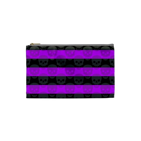 Purple Goth Skulls  Cosmetic Bag (Small) from ArtsNow.com Front