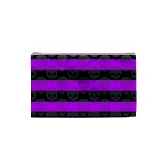 Purple Goth Skulls  Cosmetic Bag (Small) from ArtsNow.com Front