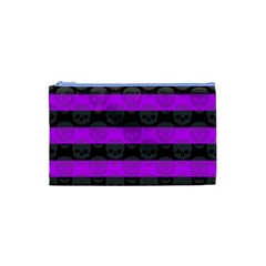 Purple Goth Skulls  Cosmetic Bag (Small) from ArtsNow.com Front