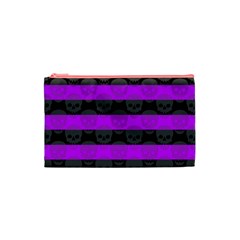 Purple Goth Skulls  Cosmetic Bag (Small) from ArtsNow.com Front