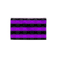 Purple Goth Skulls  Cosmetic Bag (Small) from ArtsNow.com Back