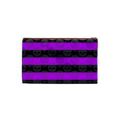 Purple Goth Skulls  Cosmetic Bag (Small) from ArtsNow.com Back