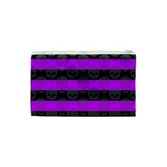 Purple Goth Skulls  Cosmetic Bag (Small) from ArtsNow.com Back