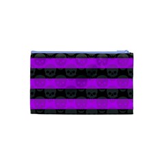 Purple Goth Skulls  Cosmetic Bag (Small) from ArtsNow.com Back