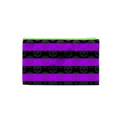 Purple Goth Skulls  Cosmetic Bag (Small) from ArtsNow.com Back