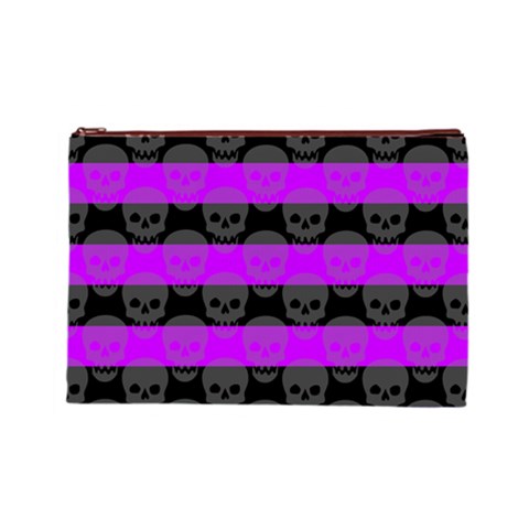 Purple Goth Skulls  Cosmetic Bag (Large) from ArtsNow.com Front