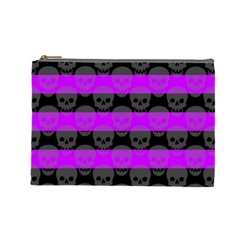 Purple Goth Skulls  Cosmetic Bag (Large) from ArtsNow.com Front