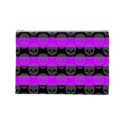 Purple Goth Skulls  Cosmetic Bag (Large) from ArtsNow.com Front