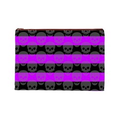 Purple Goth Skulls  Cosmetic Bag (Large) from ArtsNow.com Front