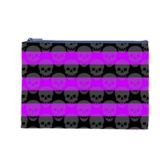 Purple Goth Skulls  Cosmetic Bag (Large) from ArtsNow.com Front