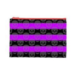 Purple Goth Skulls  Cosmetic Bag (Large) from ArtsNow.com Front