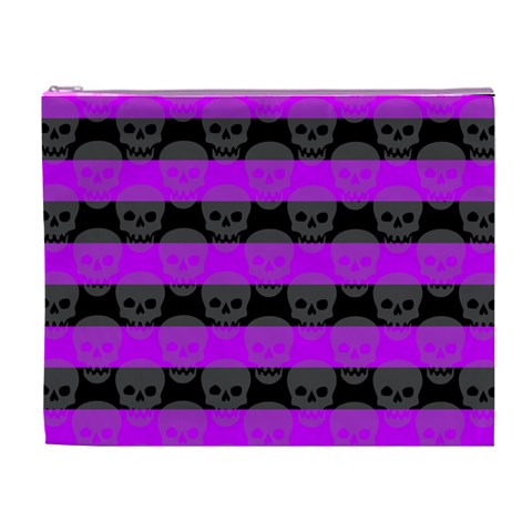 Purple Goth Skulls  Cosmetic Bag (XL) from ArtsNow.com Front