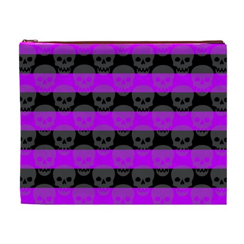 Purple Goth Skulls  Cosmetic Bag (XL) from ArtsNow.com Front