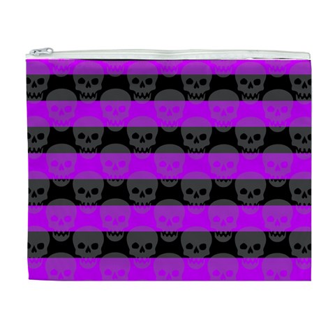 Purple Goth Skulls  Cosmetic Bag (XL) from ArtsNow.com Front