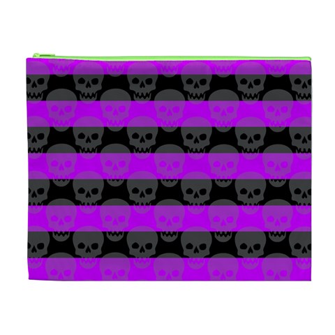 Purple Goth Skulls  Cosmetic Bag (XL) from ArtsNow.com Front