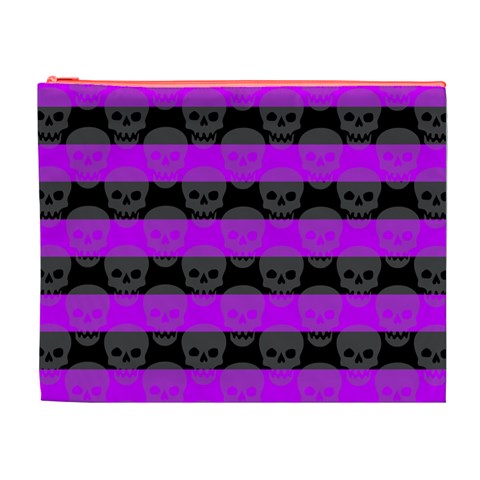 Purple Goth Skulls  Cosmetic Bag (XL) from ArtsNow.com Front