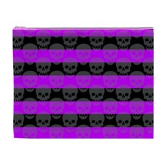 Purple Goth Skulls  Cosmetic Bag (XL) from ArtsNow.com Front